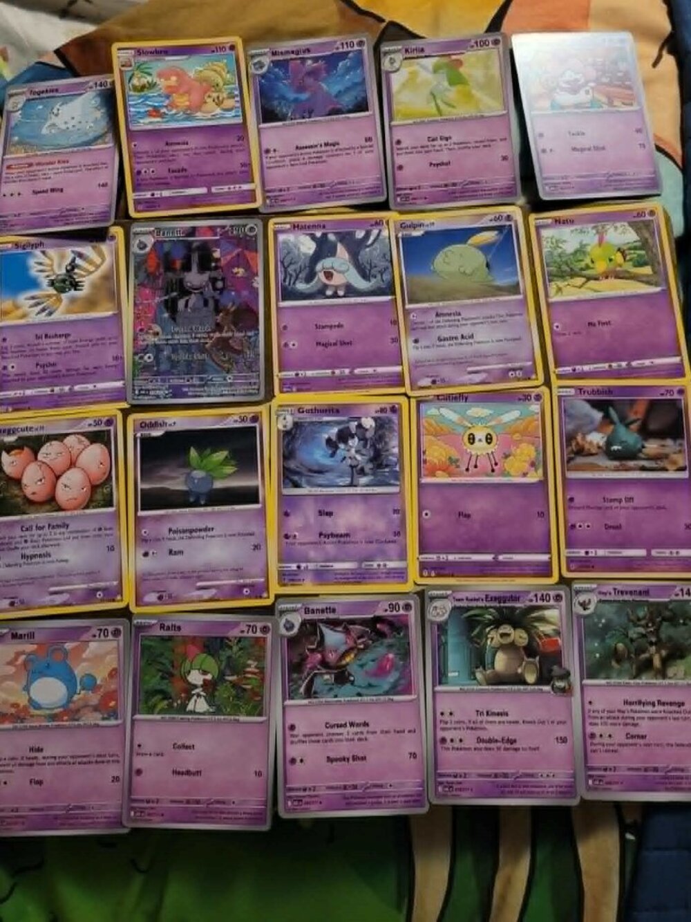 LOT of 20 PSYCHIC POKEMON CARDS marill mismagius cutiefly exeggcute oddish natu+